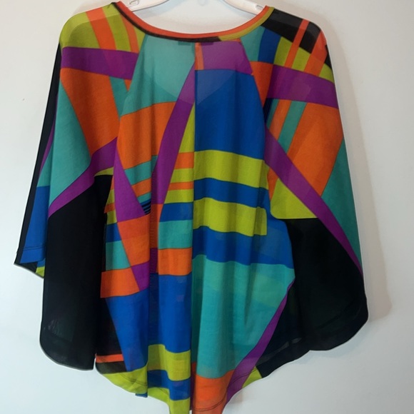 Annalee + Hope Poncho Cape Size Medium Batwing Sleeves Abstract Color Block - Picture 4 of 7